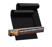 Lot de 2 grands tapis de four résistants pour fond de four - 43,2 x 63,5 cm - Revêtement mat réutilisable pour électrique, gaz, grille-pain et grils, sans BPA et PFOA, essentiels de cuisine, noir