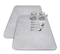 Lot de 2 grands tapis de séchage à vaisselle pour comptoir de cuisine, 61 x 43,2 cm en microfibre absorbante, tapis de séchage XL pour comptoirs, étagères, sous évier (gris)