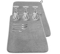 Lot de 2 grands tapis de séchage à vaisselle pour comptoir de cuisine, 61 x 43,2 cm, tapis d'égouttoir à vaisselle absorbants en microfibre pour comptoirs, éviers, égouttoir (gris)