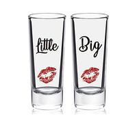 Lot de 2 grands verres à shot Sorority avec base lourde - Cadeaux de sororité - 56,7 g - Mini verres à shot en verre transparent pour grande sœur, petite sœur