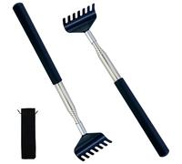 Lot de 2 gratte-dos noirs anti-démangeaisons, main télescopique en acier inoxydable de qualité supérieure pour sensations apaisantes