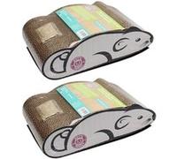 Lot de 2 grattoir à chat en forme souris, griffoir coloris gris - Longueur 36 x Profondeur 20.2 x Hauteur 11.6 cm -JUANIO- Gris G