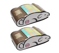 Lot de 2 grattoir à Chat en Forme Souris, griffoir Coloris Gris - Longueur 36 x Profondeur 20.2 x Hauteur 11.6 cm -JUANIO-