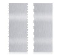 Lot de 2 grattoirs à gâteau en métal de 22,9 cm, lisseur de gâteau double face, grattoir à bord de gâteau en acier inoxydable, grattoir à gâteau lisseur de crème au beurre pour la cuisson, la mousse