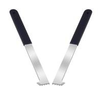 Lot de 2 grattoirs à joints micro-dentés, extracteur pavage, fentes préhension, double grattoir, pavé, poignée antidérapante, acier au carbone pour Enlever Pavés(Single-2pcs)