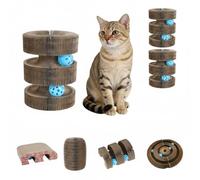 Lot de 2 grattoirs pliables en carton pour chat - Jouet magique pour chat avec balle, grattoir interactif Turbo Track pour chats d'intérieur, griffoir recyclable haute densité pour l'entretien des