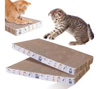 Lot de 2 griffoirs pour chat - En carton ondulé - 43 x 21 cm - Carré - Pour chats - Tapis griffoir pour chat de 3,3 cm d'épaisseur - Disponible des deux côtés - Tapis griffoir chat (marron)