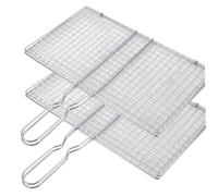 Lot de 2 grilles à poisson pour grill, panier à grill en acier inoxydable 35, 6 x 20, 3 cm avec poignée étendue résistante la chaleur pour légumes, poisson, viande, argent, panier légumes pour barb