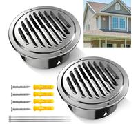 Lot de 2 grilles d'aération 150 mm - En acier inoxydable - Avec fixation à vis - Pour garage, cuisine, salle de bain
