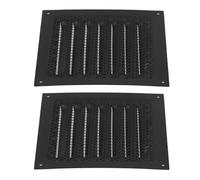 Lot de 2 grilles d'aération carrées de 15 x 15 cm en acier inoxydable pour ventilateur d'échappement de haute qualité pour montage mural et plafond Noir