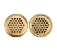 Lot de 2 grilles d'aération double face en acier inoxydable de 35 mm pour armoire, bibliothèque, armoire à chaussures, doré