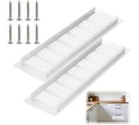 Lot de 2 grilles d'aération en alliage d'aluminium avec insert ondulé pour armoire à chaussures, finition mate blanche mate, vis de montage, housse décorative antirouille 30 x 8 cm
