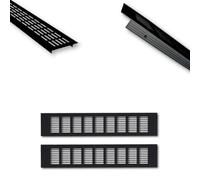 Lot de 2 grilles d'aération en aluminium noir - 40 x 8 x 1,2 cm - Pour une ventilation idéale - Pour cuisine, salle de bain, toilettes, garage et salon