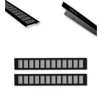 Lot de 2 grilles d'aération en aluminium noir 60 x 8 x 1,2 cm pour une ventilation idéale pour cuisine, salle de bain, toilettes, garage et salon