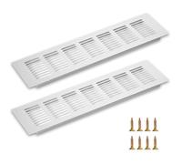 Lot de 2 grilles d'aération pour plinthe de cuisine avec vis - 300 x 80 mm - Argenté
