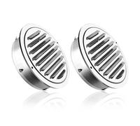 Lot de 2 grilles d'aération rondes en acier inoxydable - 100 mm - Avec filet anti-insectes - Pour garage, cuisine, salle de bain, mur, salle de bain