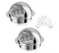 Lot de 2 grilles d'aération rondes en acier inoxydable 304 avec gants pour sèche-linge et climatisation 100 mm