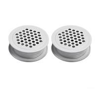 Lot de 2 grilles d'aération rondes en acier inoxydable pour armoire, armoire et circulation de l'air dans les salles de conférence et les auditorium (blanc)