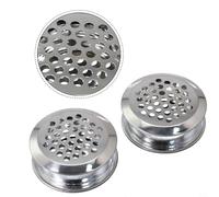 Lot de 2 grilles d'aération rondes en acier inoxydable pour armoire, armoire et distribution d'air intérieur dans les bureaux et les zones de conférence (argenté)