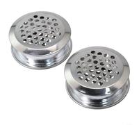 Lot de 2 grilles d'aération rondes en acier inoxydable pour armoire, armoire, flux d'air de salle de conférence et distribution d'air d'auditorium (argenté)