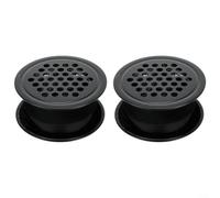 Lot de 2 grilles d'aération rondes en acier inoxydable pour armoire, armoire, flux d'air de salle de conférence et distribution d'air d'auditorium (noir)