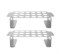 Lot de 2 grilles de barbecue en acier inoxydable avec 18 trous, anti-adhésif, pour la cuisine en plein air, poignée ergonomique, résistante à la rouille, argenté