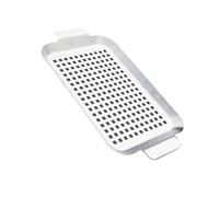 Lot de 2 grilles de barbecue multifonctions en acier inoxydable perforé avec poignée pour griller de la viande, des légumes, ensemble de barbecue