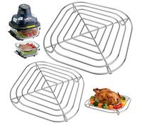 Lot de 2 grilles de cuisson en acier inoxydable compatibles avec Ninja Crispi AirFryer - Pour récipient en verre Ninja Crispi de 3,8 l et 1,4 l - Passe au lave-vaisselle - Pour accessoires Ninja