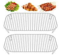 Lot de 2 grilles de cuisson en acier inoxydable - Passe au lave-vaisselle - Réutilisable - 31 x 21,5 x 4 cm
