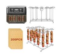 Lot de 2 grilles de cuisson en acier inoxydable pour friteuse à air chaud Ninja AF400EU/AF300EU/Cosori Dual Zone Airfryer, accessoires Air Fryer, Dual Zone Airfryer 7,6 L-9,5 l, avec 28 brochettes et