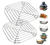 Lot de 2 Grilles de Cuisson pour Ninja CRISPi PRO XL AS090EU, Rack en Acier Inoxydable SUS304 pour Récipient en Verre 5,7L 3.8L et 2.3LAccessoires pour Ninja Crispi Air Fryer