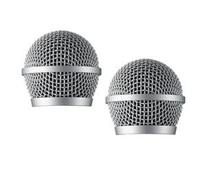 Lot de 2 grilles de microphone de rechange RPMP48G PGA48 pour microphone dynamique Shure PGA48, couleur argentée