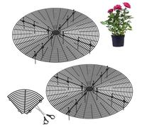 Lot de 2 grilles de protection pour pots de fleurs, chat, 19/30/52 cm, peut être coupée, diamètre : 10 cm, résistant aux chats, longueur des clous : 10 cm, noir