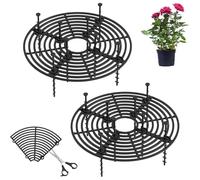 Lot de 2 grilles de protection pour pots de fleurs, chat, 19/30/52 cm, peut être coupée, diamètre : 10 cm, résistant aux chats, longueur des clous : 10 cm, noir