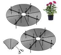 Lot de 2 grilles de protection pour pots de fleurs, chat, 19/30/52 cm, peut être coupée, diamètre : 10 cm, résistant aux chats, longueur des clous : 10 cm, noir