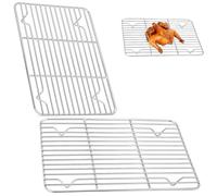 Lot de 2 grilles de refroidissement rectangulaires en acier inoxydable, 23 x 16,5 x 1 cm, petite plaque de four pour gâteau, pain, pizza, viande, grille-pain, plaque de cuisson