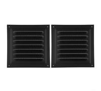 Lot de 2 grilles de ventilation carrées en acier inoxydable pour plafond ou mur, registre des ventilateurs d'échappement noir anthracite - 150 x 150 mm