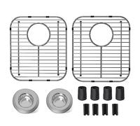 Lot de 2 grilles d'évier de Cuisine en Acier Inoxydable, 33,5 x 29,5 x 3 cm avec Trou de vidange arrière, Grille inférieure d'évier en métal antirouille avec 2 filtres d'évier