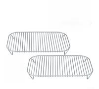 Lot de 2 grilles pliables en acier inoxydable - Filet de barbecue à double niveau pour une cuisson uniforme - Maille résistante à la rouille pour poisson crevettes steak