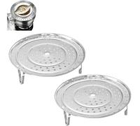 Lot de 2 grilles rondes pour cuiseur vapeur en acier inoxydable - 21,5 cm - Ustensile de cuisine polyvalent pour cuire à la vapeur des légumes, des boulettes, des fruits de mer et une préparation