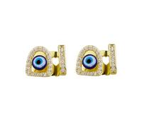 Lot de 2 Grillz de dents Hip Hop plaqué or 14 carats - Grillz à une seule dent - Grilles de dents supérieures pour vos grilles dentaires pour homme et femme - Costume de rappeur, one size, Laiton, Pas