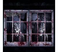 Lot de 2 Gruseliger Halloween-Vorhang, Halloween Fenster Dekos, Halloweens Fensterabdeckung, Dekoration für Spukhaus für drinnen und Helloween Dekor Garten (D)