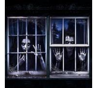 Lot de 2 Gruseliger Halloween-Vorhang, Halloween Fenster Dekos, Halloweens Fensterabdeckung, Dekoration für Spukhaus für drinnen und Helloween Dekor Garten (B)