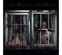 Lot de 2 Gruseliger Halloween-Vorhang, Halloween Fenster Dekos, Halloweens Fensterabdeckung, Dekoration für Spukhaus für drinnen und Helloween Dekor Garten (A)