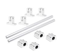 Lot de 2 guides d'arbre à mouvement linéaire de 8 mm x 200 mm avec 4 roulements à billes SCS8UU et 4 supports de rail en aluminium SK8, ensemble de guides de canne à mouvement linéaire pour CNC et outils de bricolage (diamètre 8 mm, 200 mm)