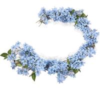 Lot de 2 Guirlande Fleurs artificielles, 1,8 m, Guirlande de Fleurs artificielles à Suspendre, pour Maison, Jardin, fête, Mariage Deco (Bleu)