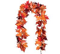 Lot de 2 guirlandes artificielles à Suspendre en Forme de Feuille d'érable pour décoration d'automne