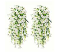 Lot de 2 guirlandes artificielles de gloire du matin et eucalyptus - Décoration polyvalente à suspendre pour mariages et jardins (B)