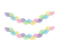 Lot de 2 guirlandes colorées en papier pour décoration d'anniversaire et événements spéciaux (Macron)