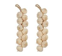 Lot de 2 guirlandes d'ail à suspendre pour figurine d'ail - Faux légumes - Faux ail séché - Véritable ail - Par défaut